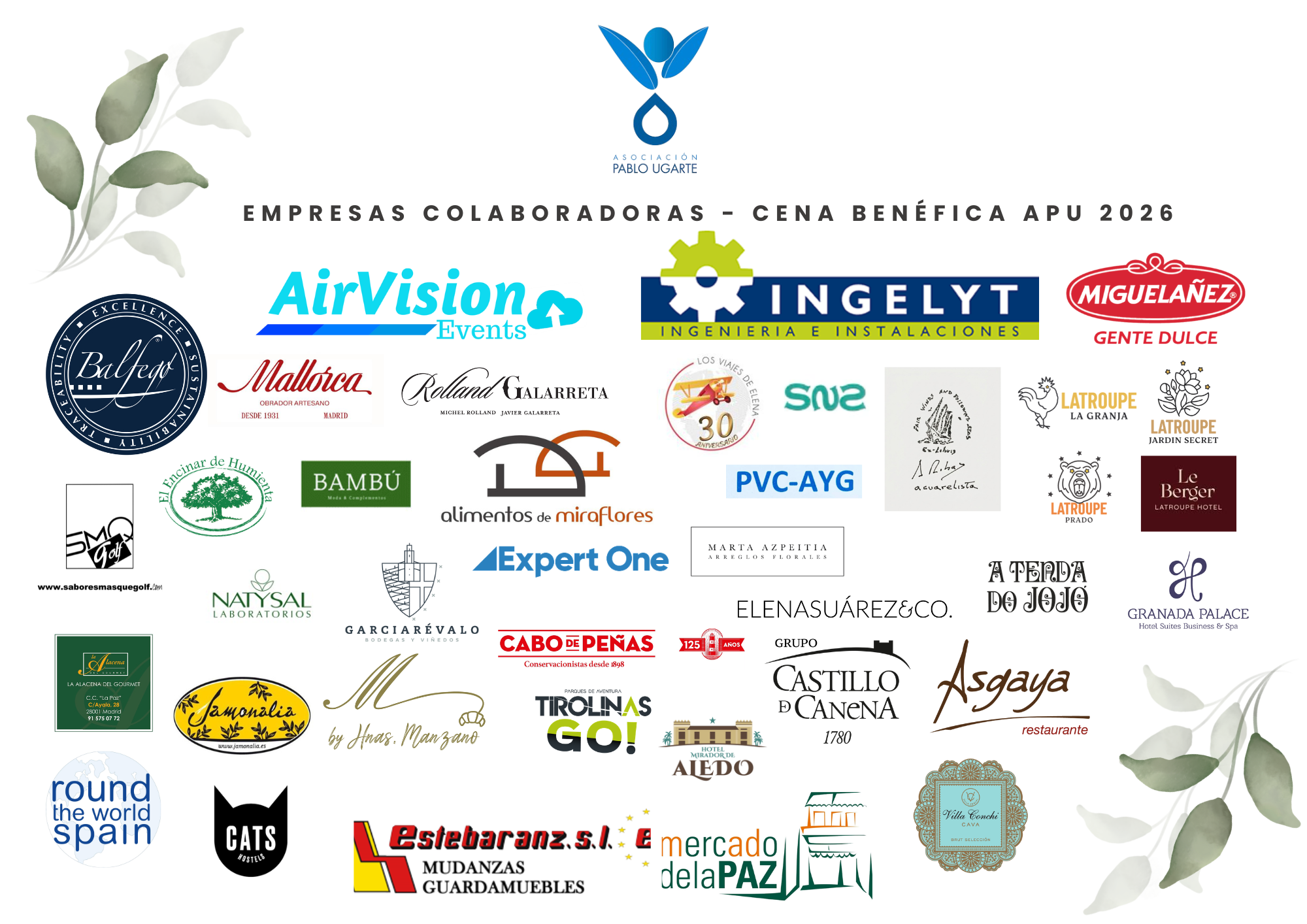 Logos de las empresas colaboradoras de la Fiesta Benéfica APU 2026